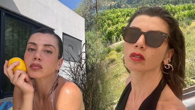 Gökçe Bahadır, köy hayatında hayvanları besleyip sebze ekiyor. Doğayla iç içe yaşamaktan keyif alıyor.