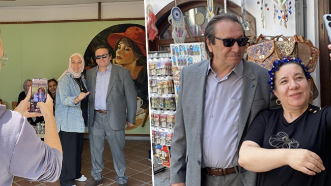 Ünlü oyuncuya benzerliğiyle dikkat çekiyor, fotoğraf çektirmek isteyenler sıraya girdi. 