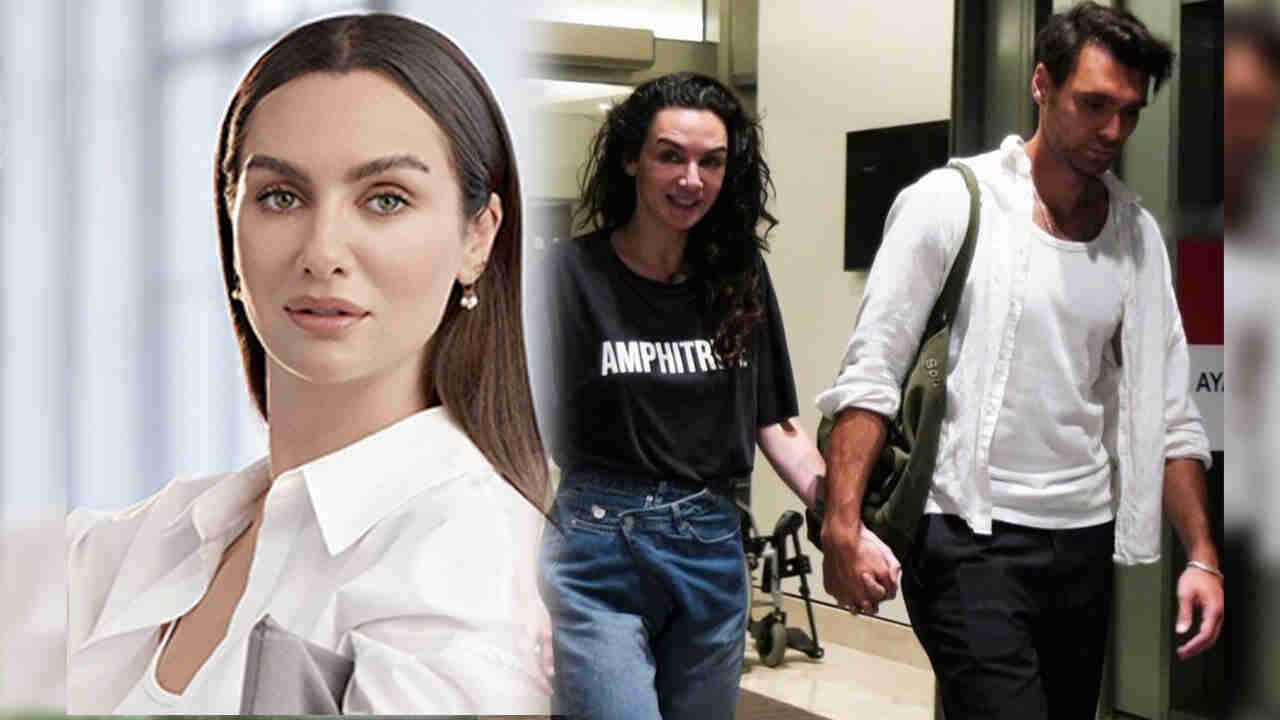 Birce Akalay 'Mezarlık'ta fenalaştı... Hastane çıkışı sevgilisi Hakan Kurtaş yardımcı oldu 